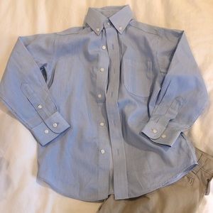 Blue and white check button down dress shirt sz4/5